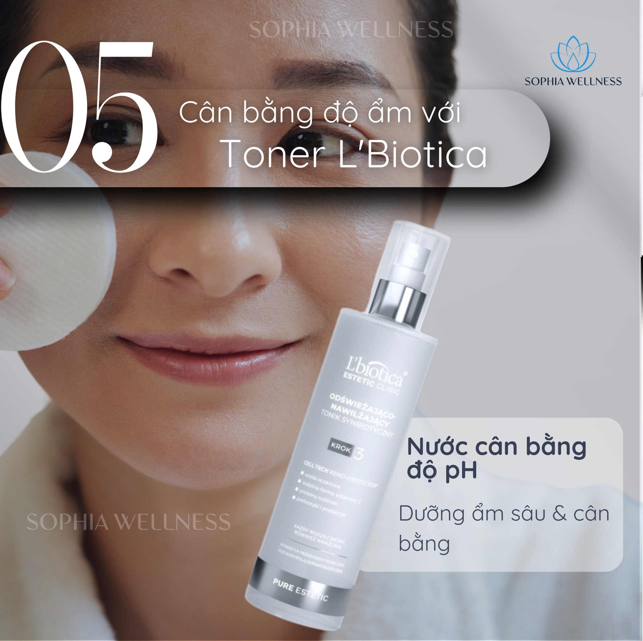 Cân bằng độ ẩm với Toner L’Biotica