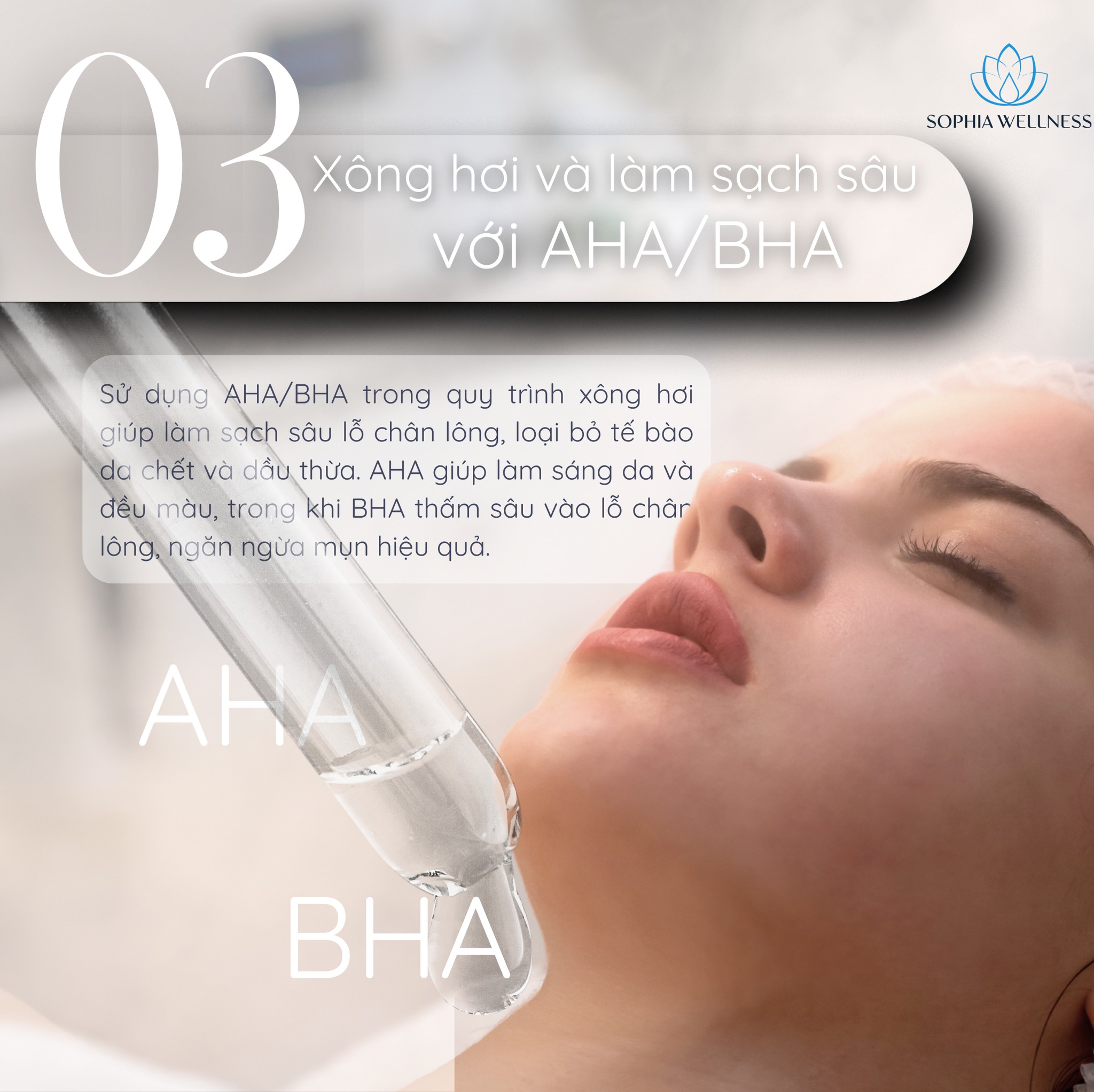 Xông hơi và làm sạch sâu với AHA/BHA